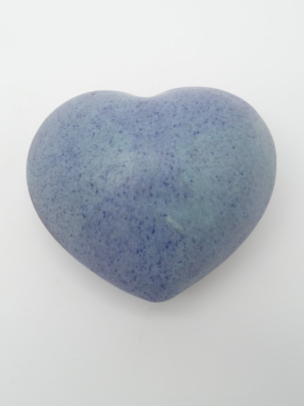 Vintage Blue Speckled Art Pottery Puffy Heart Shape Rattle
